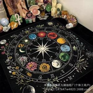 Embroidered Zodiac <b>Tablecloth</b> <b>Square</b> Velvet Mat Starry Sky Pattern Magic Backdrop For Tarot Card Game - Product Image 2