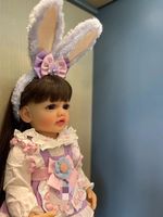 Poupée bébé réaliste Betty, 55 cm, corps entier en silicone souple au toucher, cheveux longs, jouet pour enfants, pas cher