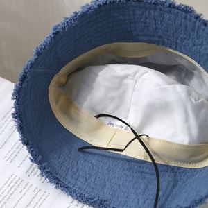 หมวกชาวประมงผ้าฝ้ายฟอกขอบรุ่ย สไตล์ลำลองสำหรับผู้หญิง  ใส่ได้หลายโอกาส ป้องกันแสงแดด สีพื้น  คอลเลคชั่นฤดูใบไม้ผลิ/ฤดูร้อน - Product Image 4