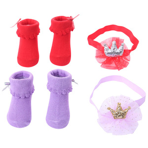 New Style Bow Cute Mesh Newborn Socks Candy Princess Solid Color <strong>Baby</strong> Socks <strong>Headband</strong> Set - Product Image 4