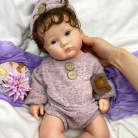 Poupée Reborn Fille en Silicone de 18 Pouces, Texture Réaliste avec Cheveux Bruns Bouclés, Poupées DIY pour Collectionneurs
