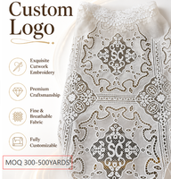 Tissu en coton brodé avec logo personnalisé, dentelle, motif papillon, rose, cachemire, nouveau design, vente en gros, décoration