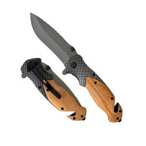 Couteau de Poche X50 en Bois d'Olivier Pliant Revêtu de Titane pour Survie en Extérieur, Sauvetage, Camping, OEM, Logo Personnalisé - Product Image 1