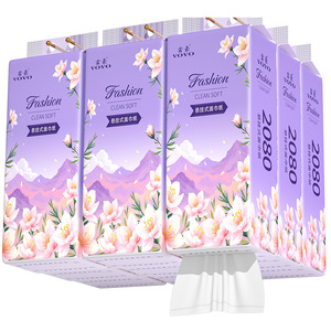 Vovo Fashion Hanging Facial <b>Tissue</b> 12-Pack Purple Floral Clean Soft Wood Pulp Household Use - Product Image 3
