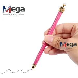 MEGA personalizado bonito ballpen com logotipo do design Fantasia legal Mulheres meninas Coroa esferográfica preto