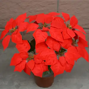 45cm Artificial Christmas Flowers Red Poinsettia Tree Ornaments
