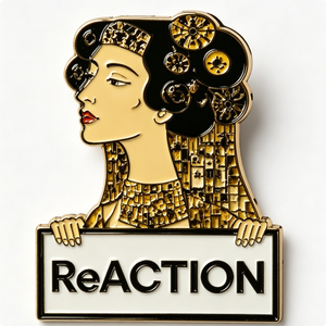 ReACTION Art Deco Femme Épinglette Métallique Plaqué Or Forme Irrégulière Émail Dur Badge de Mode de Collection - Product Image 6