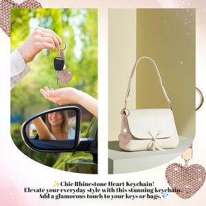 Tình Yêu Hình Trái Tim Pha Lê Keychain Cho Phụ Nữ Cô Gái Thạch Bling Móc Khóa Ba Lô Túi Xách Chìa Khóa Xe Ví Ví Túi quyến rũ - Product Image 3