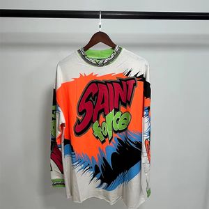 Coton de haute qualité sur la taille T-shirt hommes Streetwear Hop lettre Graffiti imprimé Saint <span class=keywords><strong>Michael</strong></span> T-Shirt à manches longues - Product Image 4