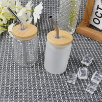 Nouveauté : gobelet en verre transparent et givré de 3 oz avec couvercles en bambou et paille en métal, tasses à café personnalisées