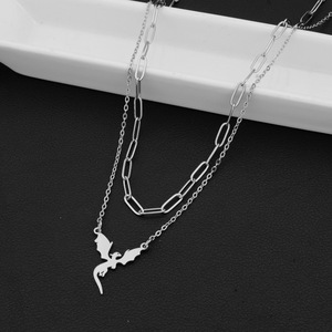 Retro Simple <b>Titanium</b> Steel Pterosaur Shaped Pendant Necklace Gold Silver Plated Unisex's Necklaces Fashion Jewelry Wholesale - Product Image 3