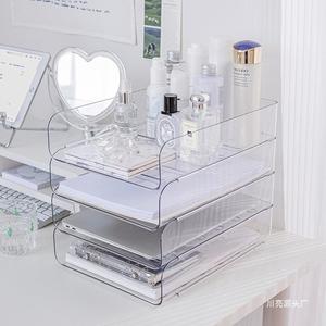A4 <b>File</b> Organizer Desktop Storage <b>Box</b> Vertical PET Material 3 Tier Drawer Style Office Desk Organizer for Papers and Stationery - Product Image 1