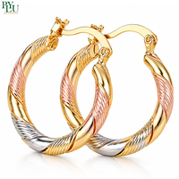 Boucles d'oreilles créoles de luxe en acier inoxydable, étanches, avec zircon plaqué or 18 carats, grand modèle, design vintage, populaires
