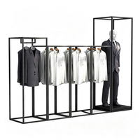 Porte-vêtements certifié CE, en métal noir mat, avec cadre en acier inoxydable, sur pied, avec étagère de rangement