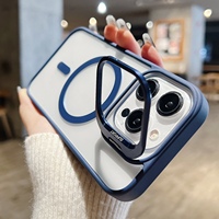 Étui de téléphone magnétique antichoc pour iPhone 16 15 14 13 12 Pro Max Plus avec support pliable pour objectif et film de protection pour appareil photo