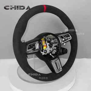 Volant en daim de haute qualité avec bouton <span class=keywords><strong>SC</strong></span> pour <span class=keywords><strong>Porsche</strong></span>, compatible avec Panamera Cayenne Cayman Boxster 718 <span class=keywords><strong>911</strong></span> 992 - Product Image 1