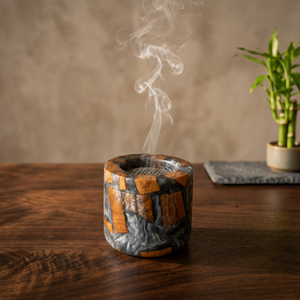 Quemador de Incienso Artesanal de Madera con Incrustaciones de Resina, Difusor Aromático de Bambú, Soporte Decorativo para Todas las Estaciones, Mubkharah - Product Image 1