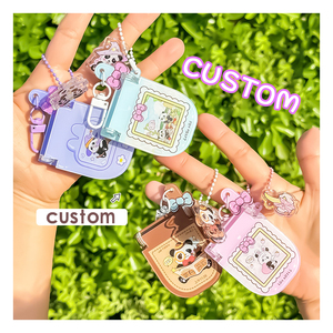 Colgante de teléfono plegable de acrílico, llaveros personalizados de acrílico transparente con forma de teléfono plegable, llavero colgante de plástico con diseño de dibujos animados, lindo - Product Image 1