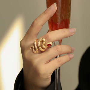 Anello Gotico a Forma di Serpente per Donne, Gioiello Regolabile con Texture, Regalo di Halloween - Product Image 2