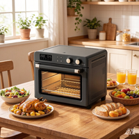 Four à convection à prix compétitif en gros, 26L, boîtier en aluminium, 1800W, grande friteuse à air électrique numérique visible et profonde