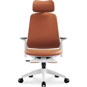 Fauteuil de bureau ergonomique moderne en cuir de qualité supérieure avec massage, base en acier, vérin à gaz certifié, inclinable et pivotant pour cadre dirigeant - Product Image 1