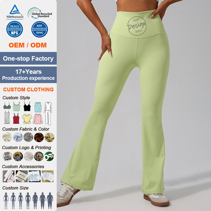 High Waist Booty Lifting Flared Leggings For Women Nude Soft Yoga Pants Pilates Workout Trousers,Casual & Fitness Exercise Pants