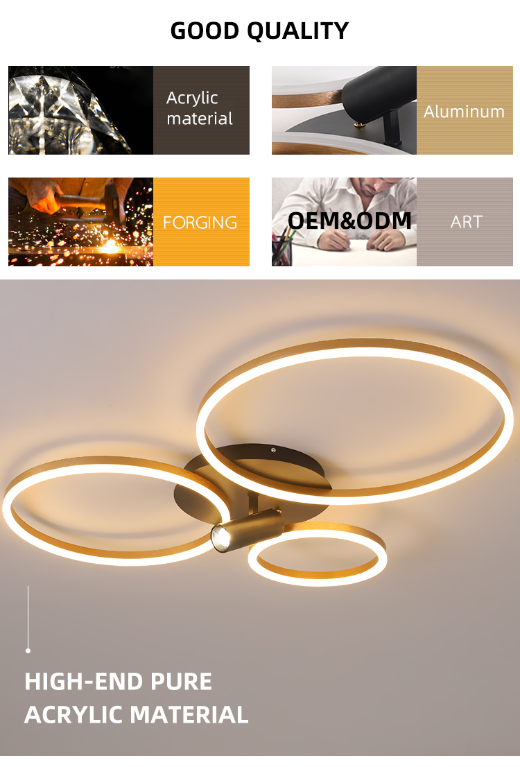 Fashion Smart Indoor Acrylic Hotel Decor Round Modern Led Ceiling Lamp For Living Room