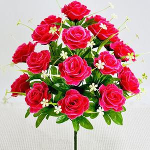 Fleur artificielle à 18 têtes, rose princesse à <span class=keywords><strong>tige</strong></span> haute, décoration d'intérieur haut de gamme pour salon, fleur sur pied - Product Image 2