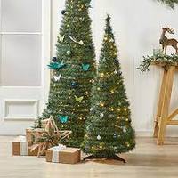 1,80 m Vor-Dekorierter Weihnachtsbaum – Pop-Up-Weihnachtsbaum mit Lichtern und Dekorationen, Zusammenklappbarer Weihnachtsbaum mit Lichtern, Vor-