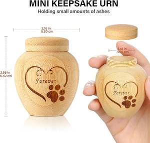 Ecologische kleine asurnen voor huisdieren (katten, honden) van bamboe, mini-herdenkingsdoosje - Product Image 2