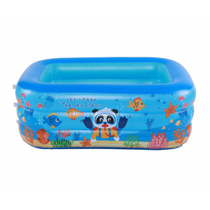 Piscina inflable cuadrada para niños con diseño impreso, piscina de juegos acuáticos para interiores y exteriores con patrón de tema marino. - Product Image 3