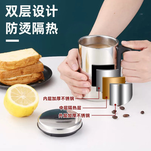 Stainless Steel Double Wall <b>Insulated</b> <b>Mug</b> 350ML 500ML With Lid And Handle Office Use Heat Retention 6 Hours - Product Image 2