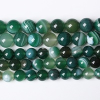 Perle en vrac d'agate rayée verte en pierre naturelle en gros pour la fabrication d'accessoires de bijoux de bracelet à bricoler soi-même