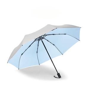 Paraguas <span class=keywords><strong>de</strong></span> <span class=keywords><strong>mano</strong></span> <span class=keywords><strong>de</strong></span> 3 pliegues <span class=keywords><strong>de</strong></span> titanio plateado-Bolsillo compacto <span class=keywords><strong>Protección</strong></span> solar <span class=keywords><strong>UV</strong></span> negra Plegable para sol y lluvia - Product Image 4