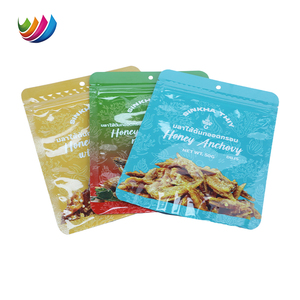 Sacs d'emballage alimentaire refermables à fermeture éclair en plastique imprimés sur mesure, scellés sur 3 côtés, pour anchois séchés - Product Image 1