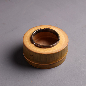 Bamboo Ashtray Round Desktop Traditional Chinese Style Made From Raw Bamboo Joints - Product Image 4