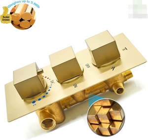 3-Way <strong>Shower</strong> Diverter <strong>Valve</strong> and Trim Kit Thermostatic Brass <strong>Shower</strong> <strong>Mixing</strong> <strong>Valve</strong> 3 Square Knobs <strong>Shower</strong> System <strong>Replacement</strong> - Product Image 4