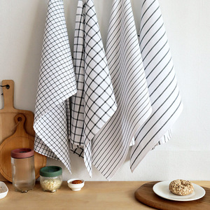 100% katoenen theedoek, keukendoek, geweven geruite streep servet, landelijke tafelmat, absorberend huishoudlinnen - Product Image 3