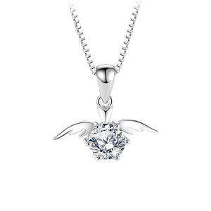 D378 925 plata esterlina Ángel beso COLLAR COLGANTE Simple circón alta calidad para mujer joyería regalo (excluyendo cadena) - Product Image 6