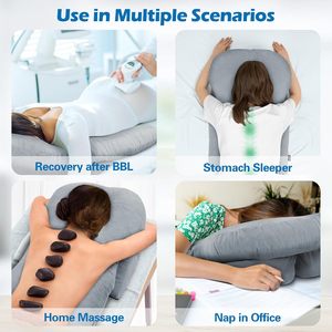 Almohada en forma de U para el cuidado de los ojos, gris, firmeza media, transpirable, para dormir boca abajo, soporte para el pecho y la cabeza - Product Image 3