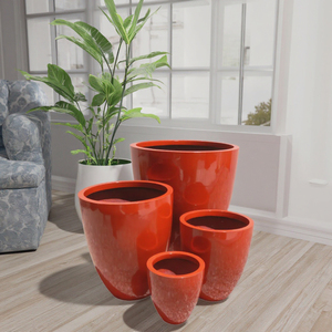 Precio barato vietnamita moderno blanco brillante fibra de vidrio hogar jardín maceta decorativa macetas redondas altas pintura resistente a los rayos UV - Product Image 3