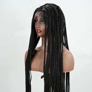 Perruque tressée transparente en dentelle frontale et pleine dentelle pour femmes, sans colle, 100 % résistante à la chaleur, vente en gros pour revendeurs - Product Image 5