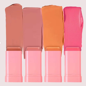 Colorete en crema vegano MLM rojo con brocha, maquillaje natural mate a prueba de agua de alta pigmentación para iluminar la piel, colorete en crema con brocha - Product Image 3