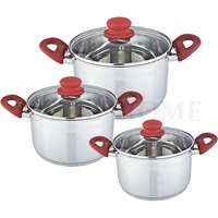 Vente en gros de casseroles antiadhésives Ensembles de casseroles et poêles Batterie de cuisine Marmites à soupe en acier inoxydable avec couvercle en verre