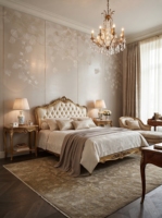 Panneau mural mat argenté brodé, motif feuilles de Ginkgo, pour chambre à coucher et décoration murale d'hôtel