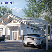 Abri de voiture extérieur en polycarbonate et aluminium, pour une ou deux voitures, structure de toit de garage métallique