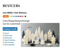 BESTCERA Porcelaine Maisons de village de Noël Maison de Noël en céramique avec lumière LED