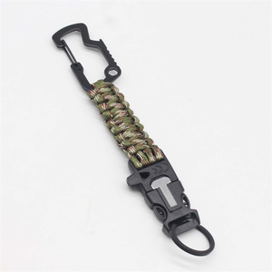 Edc Outdoor Paracord Survival Keychain Emergency Paracord Survival Kit con pedernal, silbato, abrebotellas, mosquetón - Product Image 3
