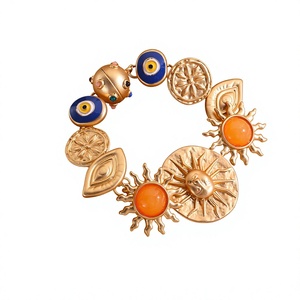 Bracelet à breloques en alliage plaqué or, motif œil de soleil, style bohème, bijou tendance unisexe - Product Image 2