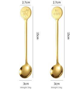 DFC0337 Cuchara de Café de Acero Inoxidable 304, Diseño Auspicioso de Buena Suerte, Regalo Creativo de Navidad, Vajilla Navideña - Product Image 4